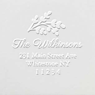 Modern Simple Family Name Elegant Script Address  Embosser