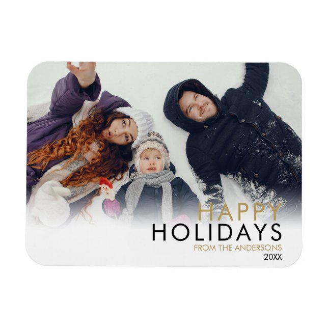 Modern Simple Family Photo Christmas Holidays Magnet (Horizontal)