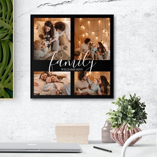 Modern Simple Family Photo Collage Black  Acrylic Print
