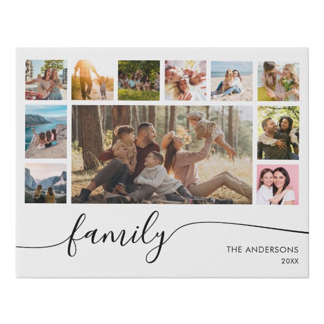 Modern Simple Family Photo Collage Faux Canvas Print (Front)