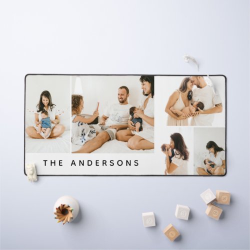 Modern Simple Family Photo Collage Name Desk Mat