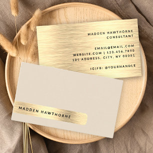 Modern Simple Faux Gold Brushed Brushed Metal Business Card