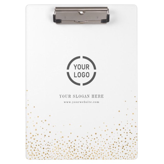 Modern simple faux gold glitter company logo clipboard (Front)