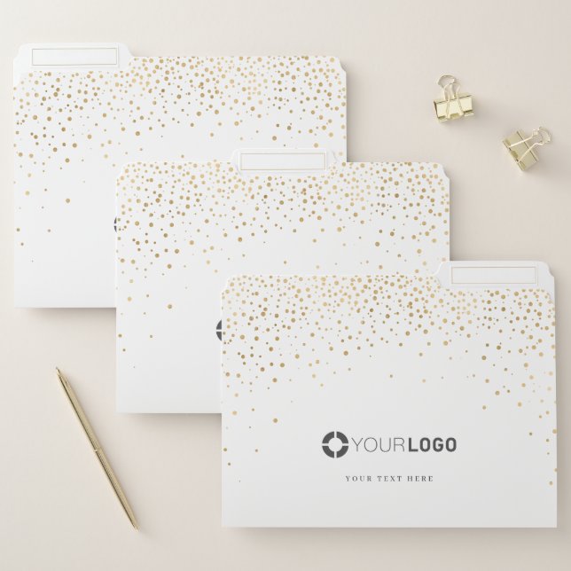 Modern simple faux gold glitter company logo file folder (Set)