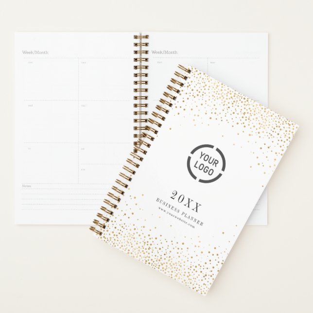 Modern simple faux gold glitter company logo planner (Display)