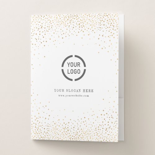 Modern simple faux gold glitter company logo pocket folder