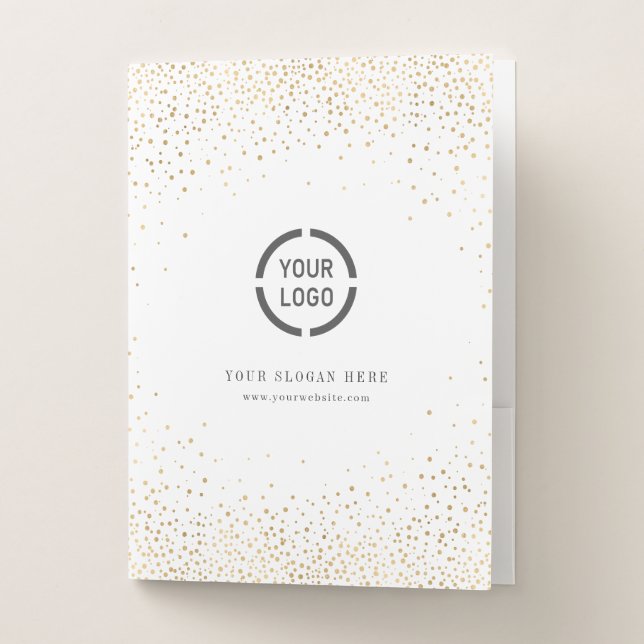 Modern simple faux gold glitter company logo pocket folder (Front)