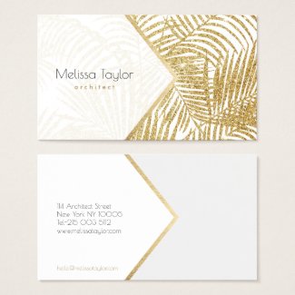 Modern simple faux gold glitter palm architect business card