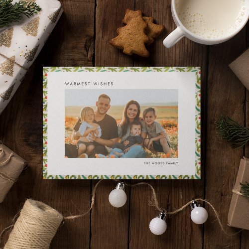 Modern simple festive Christmas pattern photo Holiday Card