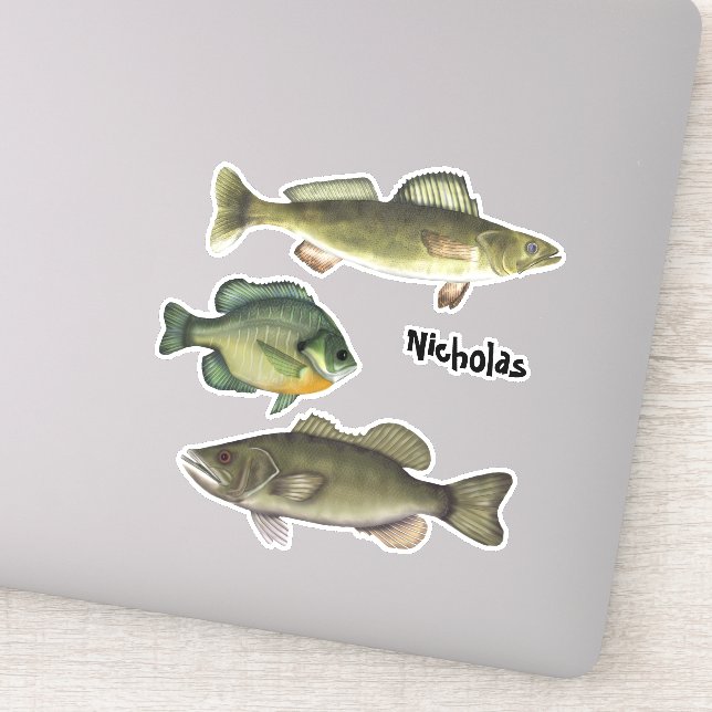 Modern Simple Fish I Love Fishing Minimalist  Sticker (Detail)