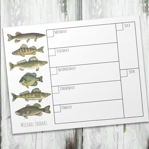 Modern Simple Fisherman Fish Weekly Calendar Notepad