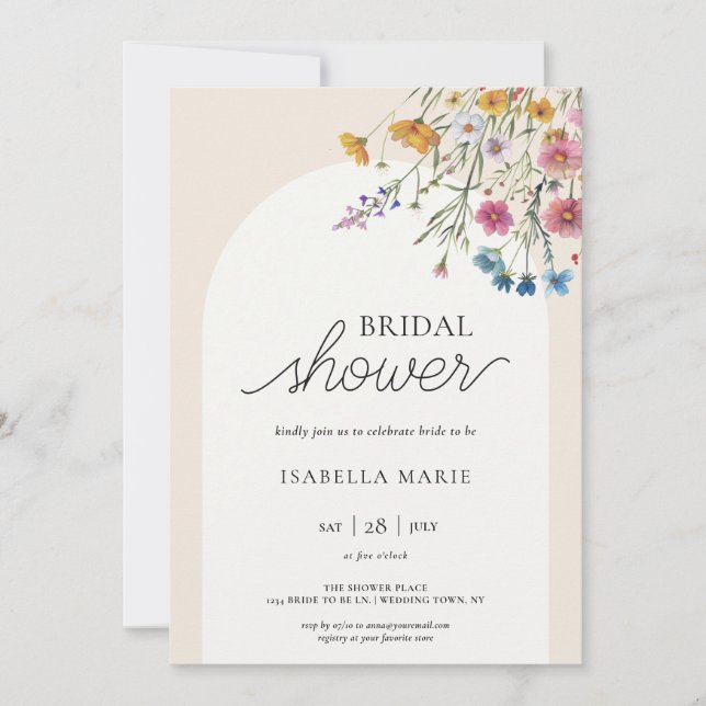 Modern Simple Floral Bridal Shower Invitation (Front)
