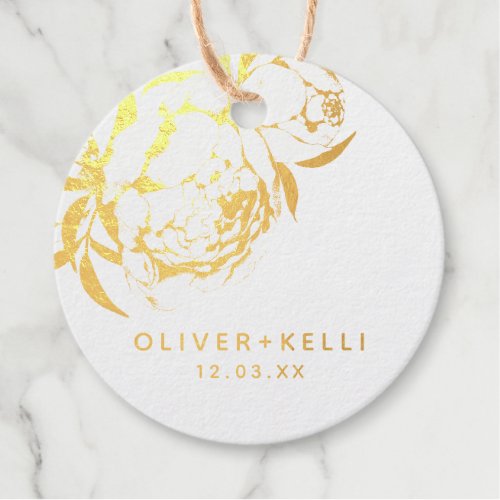 Modern Simple Floral Elegant Gold Thank you Foil Favor Tags