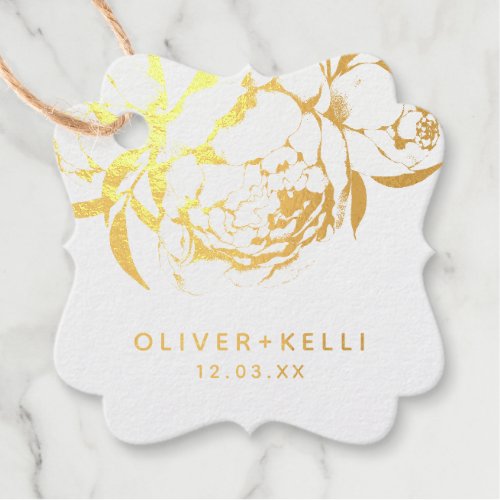 Modern Simple Floral Elegant Gold Thank you Foil Favor Tags