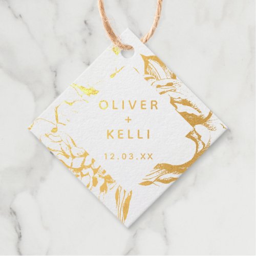 Modern Simple Floral Elegant Gold Thank you Foil Favor Tags