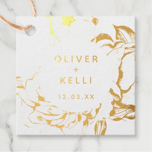 Modern Simple Floral Elegant Gold Thank you Foil Favor Tags