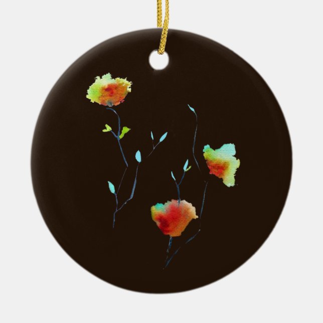 Modern simple floral flower Autumn art Ceramic Ornament (Front)