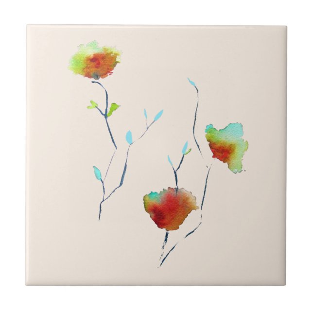 Modern simple floral flower Autumn art Ceramic Tile (Front)