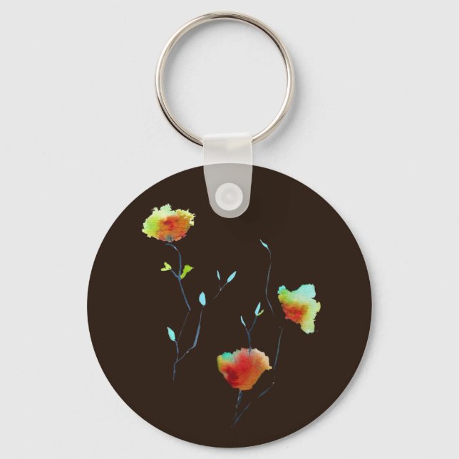 Modern simple floral flower Autumn art Keychain (Front)