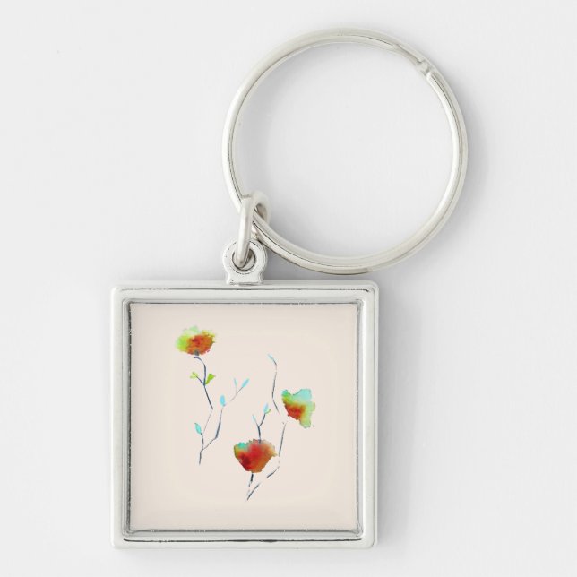 Modern simple floral flower Autumn art Keychain (Front)