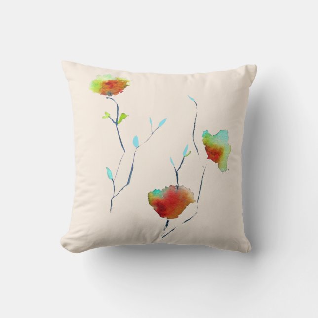 Modern simple floral flower Autumn art Throw Pillow (Front)