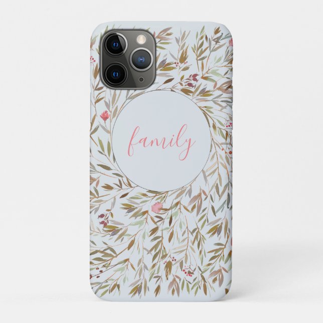 Modern Simple Floral Greenery Wreath Case-Mate iPhone Case (Back)
