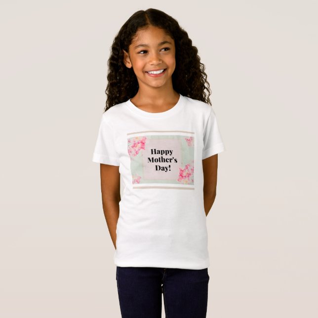 Modern Simple Floral Happy Mothers Day Kids T-Shirt (Front Full)