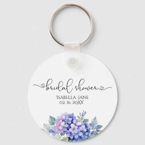 Modern Simple Floral Minimal Heart Bridal Shower Keychain
