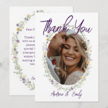 Modern Simple Floral Wedding Thank You Card