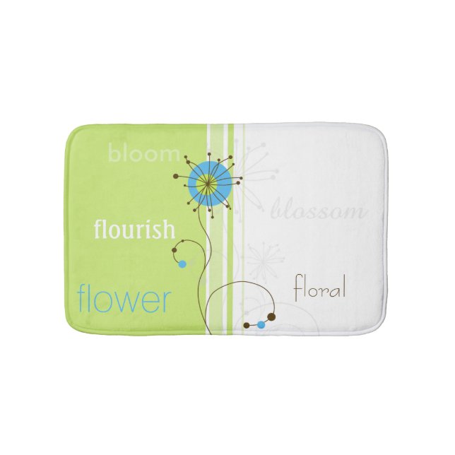 Modern Simple Flower Green Typography Bathroom Mat (Front)