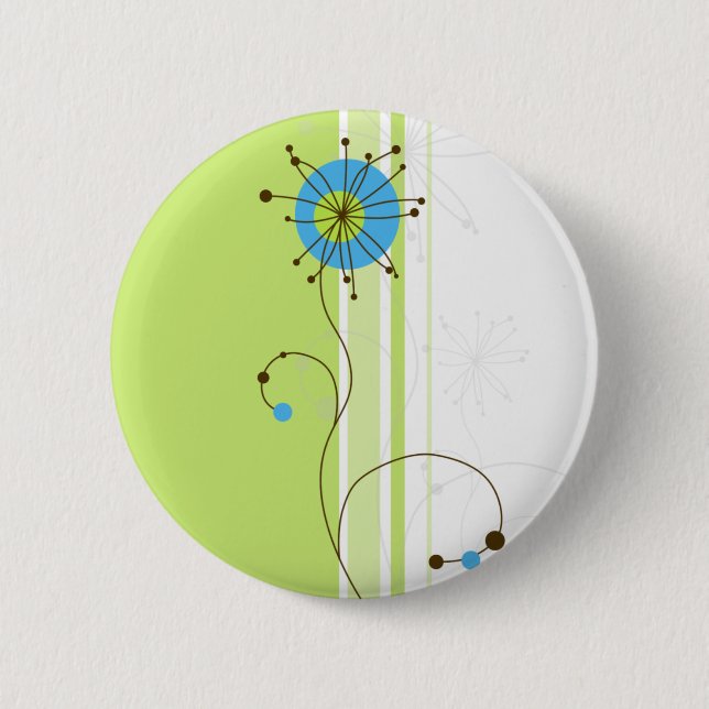 Modern Simple Flower Green Typography Button (Front)