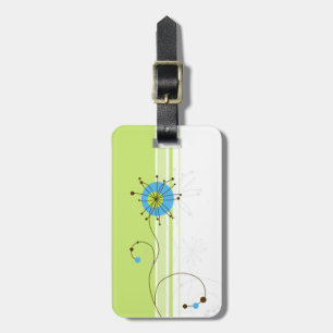 Modern Simple Flower Green Typography Luggage Tag