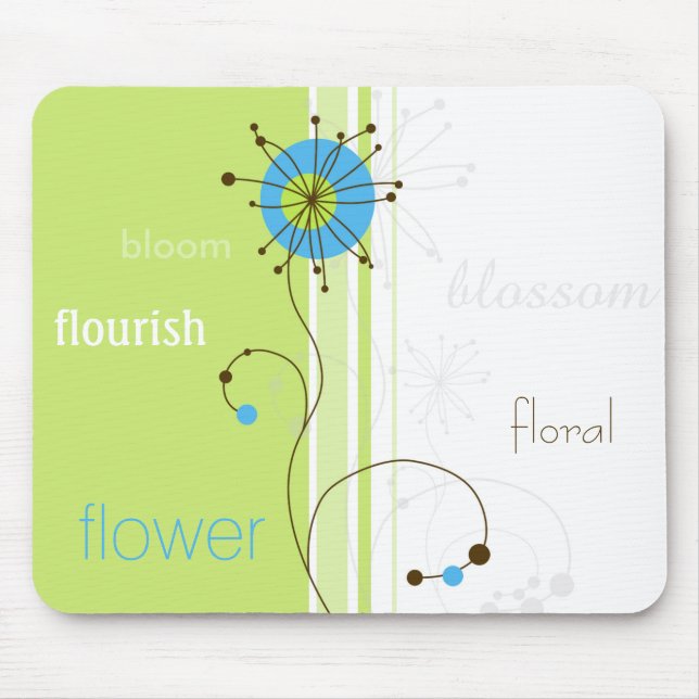 Modern Simple Flower Green Typography Mouse Pad (Front)