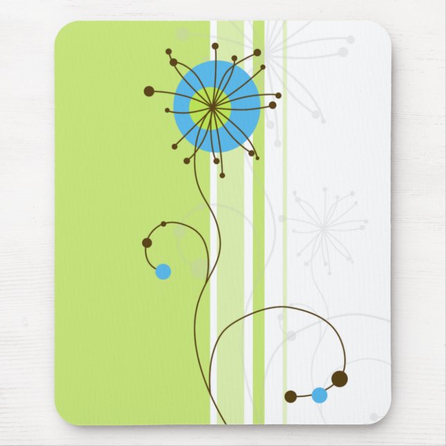 Modern Simple Flower Green Typography Mouse Pad (Front)