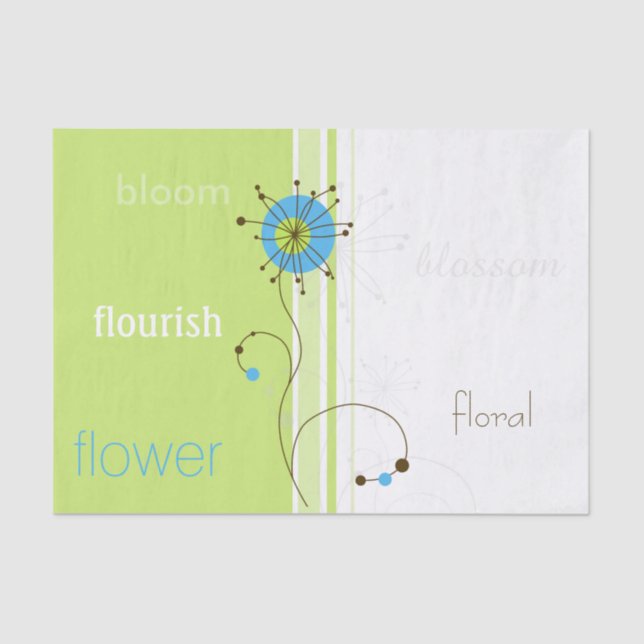 Modern Simple Flower Green Typography Tissue Paper (Front)