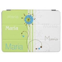 Modern Simple Flower Green Your Name iPad Air Cover