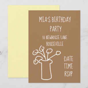 Modern simple flower stylish boho Party Invitation