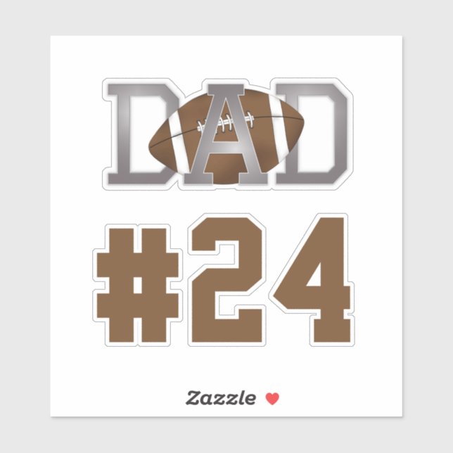 Modern Simple Football Dad Classic Player Number Sticker (Sheet)