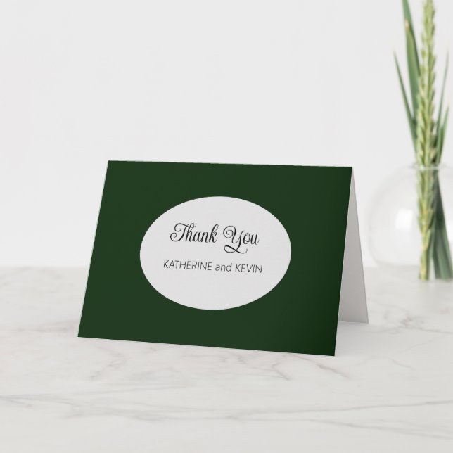 Modern Simple Forest Green Letterpress Thank You Card (Front)