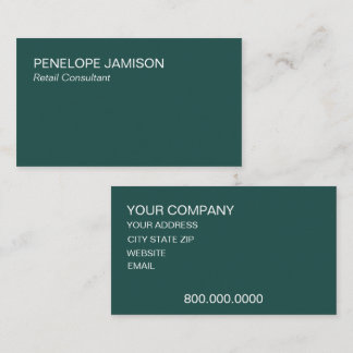 Modern Simple Forest Green Minimalistic Business Card