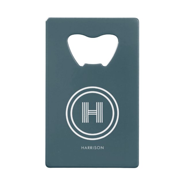 Modern Simple form Monogrammed Credit Card Bottle Opener (Front)