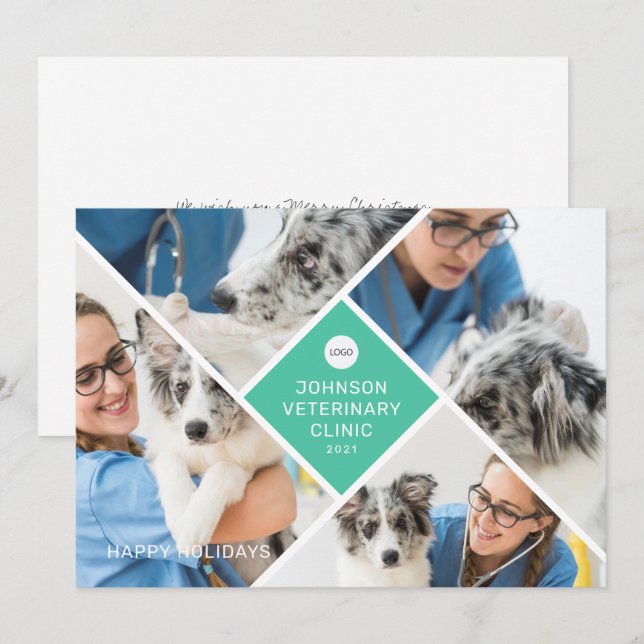 Modern Simple Four Photo and Logo Business Holiday (Front/Back)