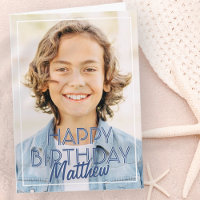 Modern Simple Frame Custom Photo Birthday Greeting