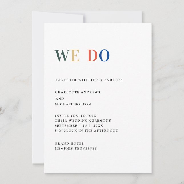 Modern, simple, fresh wedding invitation (Front)