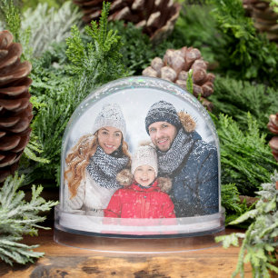 Modern Simple Full 2 Family Photos Snow Globe