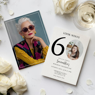 Modern Simple Fun Black White 60th Birthday Photo Invitation