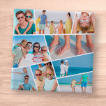 Modern Simple Fun Custom 9 Images Collage Photos Button<br><div class="desc">Add nine (9) custom photos of your family and friends and the year. Add your photos and if needed,  unmask the group of photo and frame,  adjust the image against the frame,  then click mask.</div>