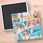 Modern Simple Fun Custom 9 Images Collage Photos Magnet<br><div class="desc">Add nine (9) custom photos of your family and friends and the year. Add your photos and if needed,  unmask the group of photo and frame,  adjust the image against the frame,  then click mask.</div>