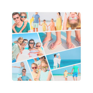 Modern Simple Fun Custom 9 Images Collage Photos Metal Print