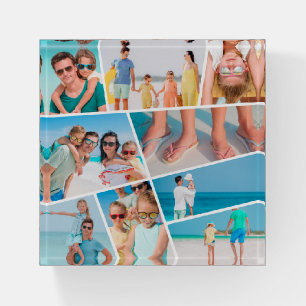 Modern Simple Fun Custom 9 Images Collage Photos Paperweight